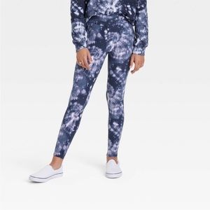 V-Waist Pocket Leggings -Navy Tie-Dye L